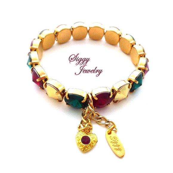 JINGLE MINGLE Christmas Rivoli Stretch Bracelet Made with 12mm Austrian Crystals - Picture 3 of 6